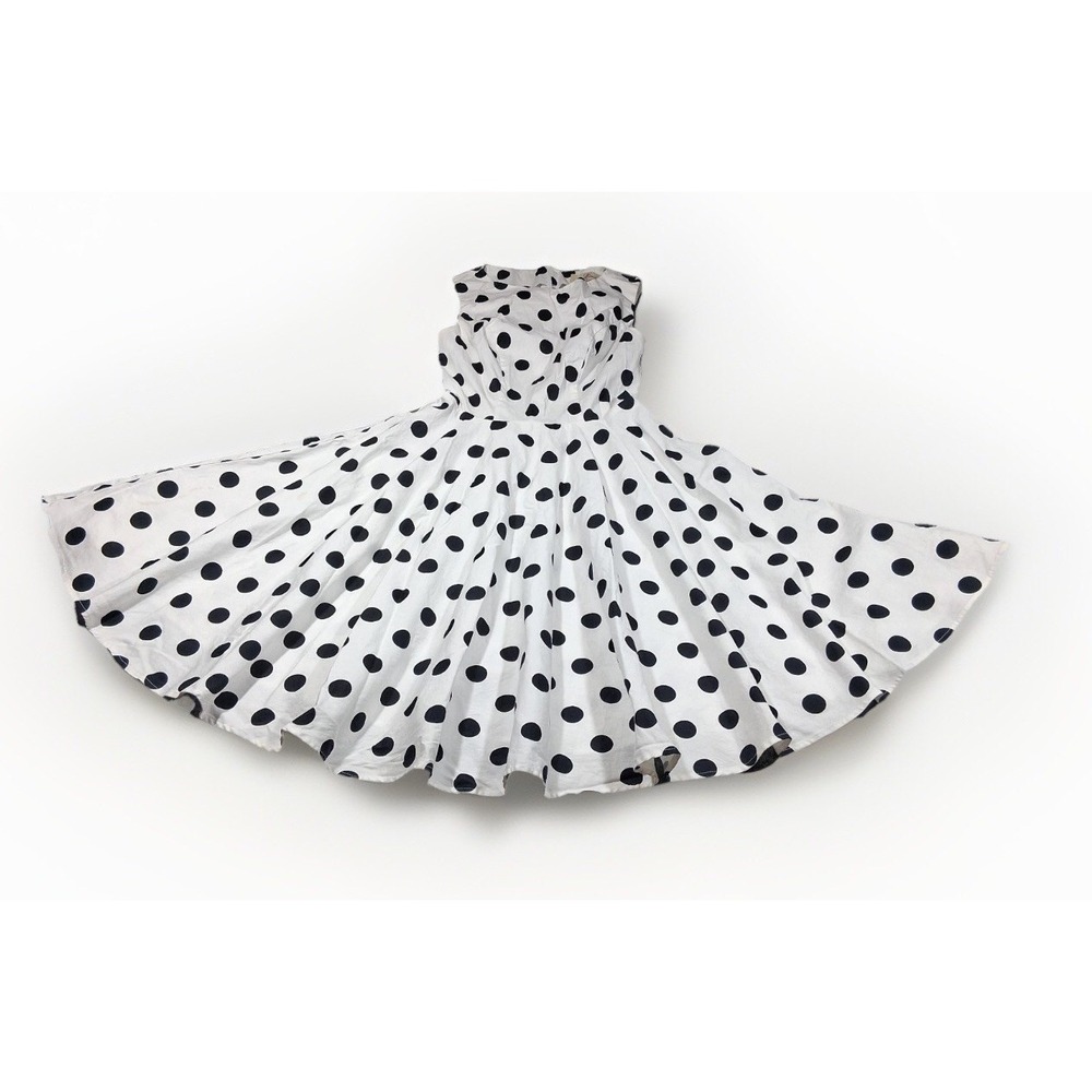 Grace Karin Womens XS White Black Polka Dot 50s Rockabilly Swing Dress Sleeveles